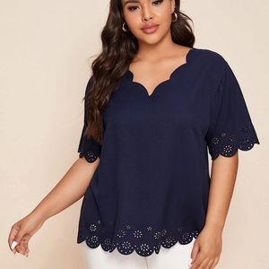 SHEIN Navy Blue cut out blouse